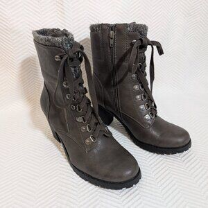 G.H Bass & Co Zee Brown Lace Up Boots Chunky Heel Size 8 Faux Leather